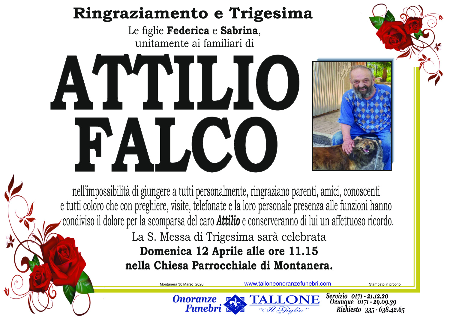 <br />
<b>Warning</b>:  Undefined variable $info in <b>/home/tallone/public_html/ringraziamenti.php</b> on line <b>68</b><br />
Attilio Falco